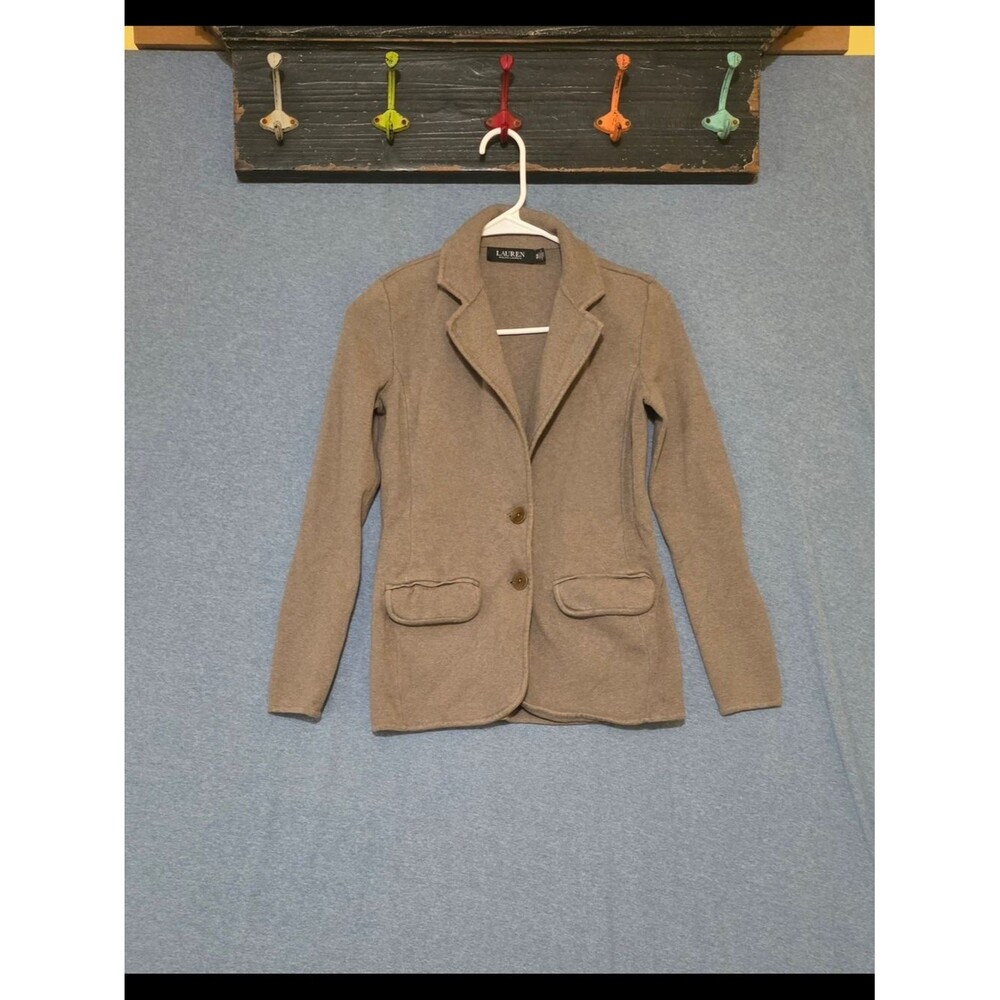 Black Label Lauren Ralph Lauren Taupe Knit Blazer Jacket